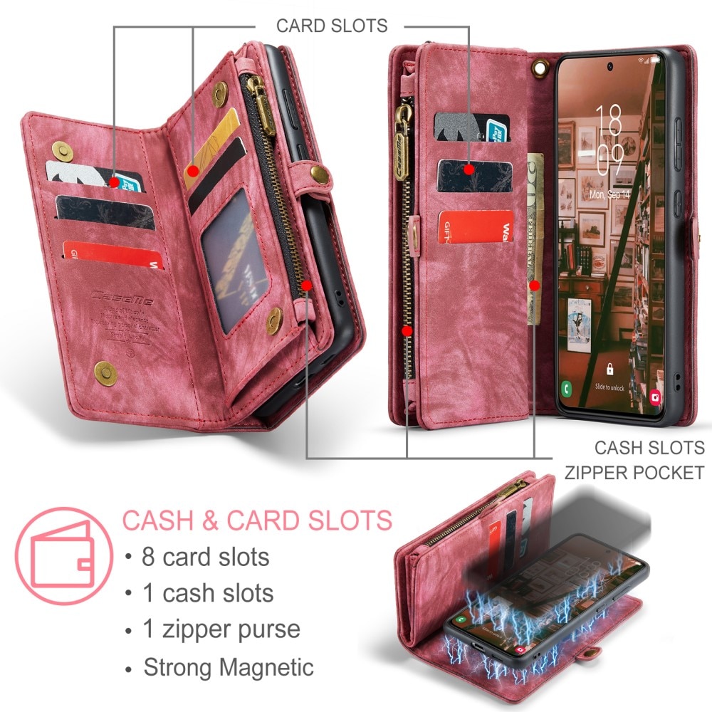 Multi-slot Lommeboksetui Samsung Galaxy S23 Plus rød