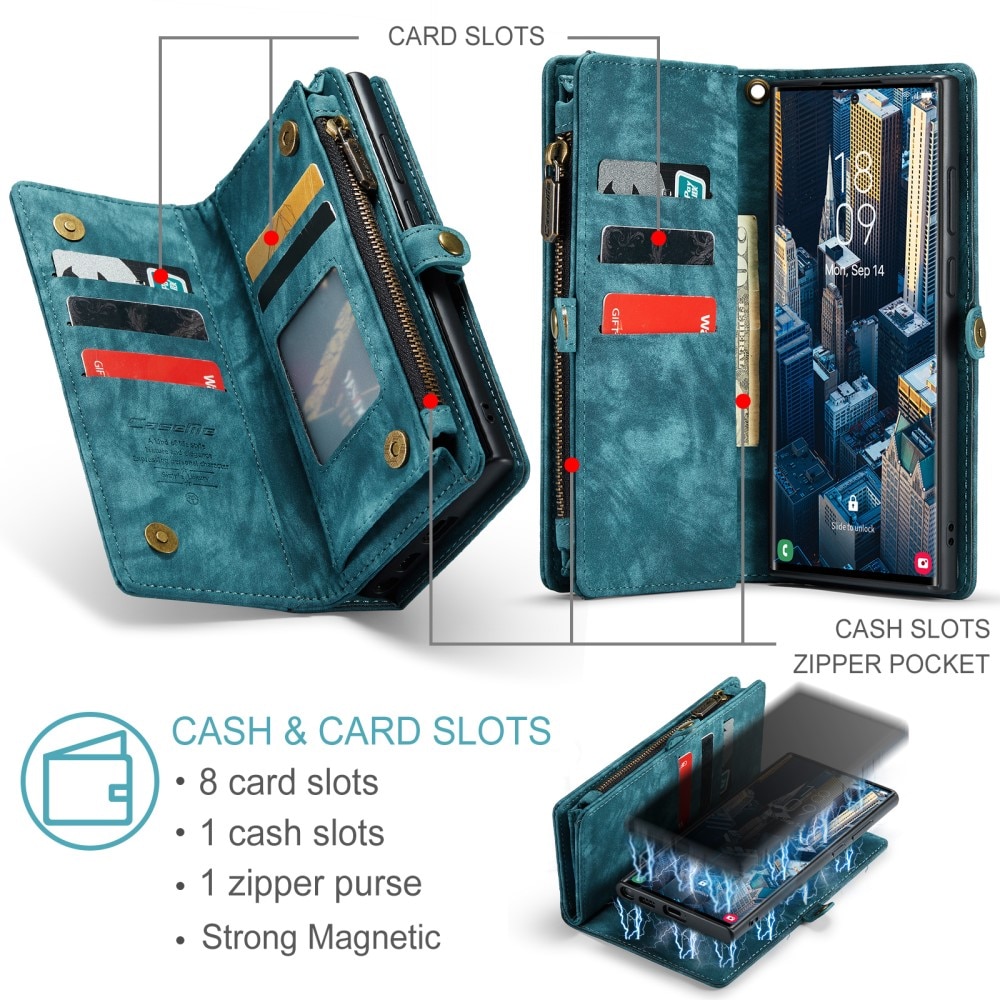Multi-slot Lommeboksetui Samsung Galaxy S23 Ultra blå