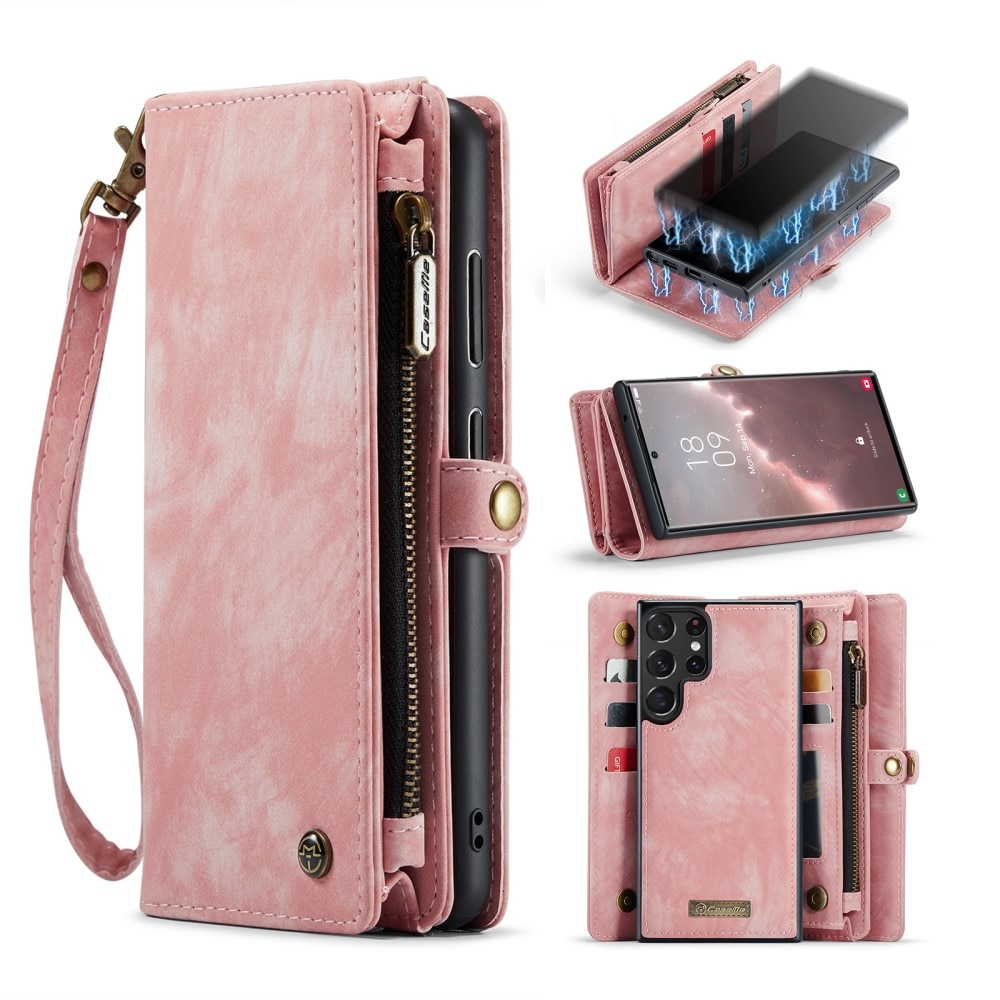 Multi-slot Lommeboksetui Samsung Galaxy S23 Ultra Rosa