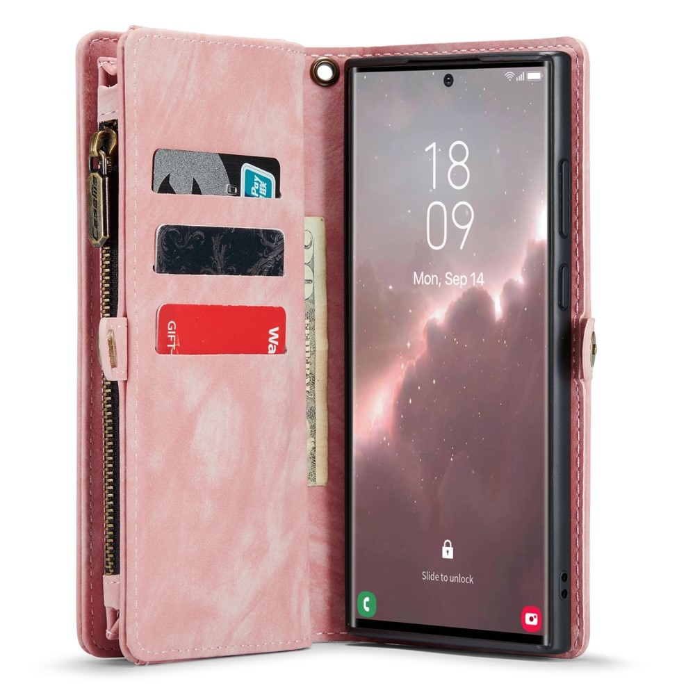 Multi-slot Lommeboksetui Samsung Galaxy S23 Ultra rosa