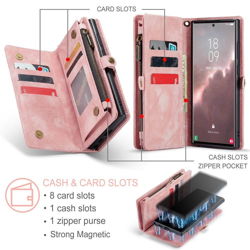 Multi-slot Lommeboksetui Samsung Galaxy S23 Ultra Rosa