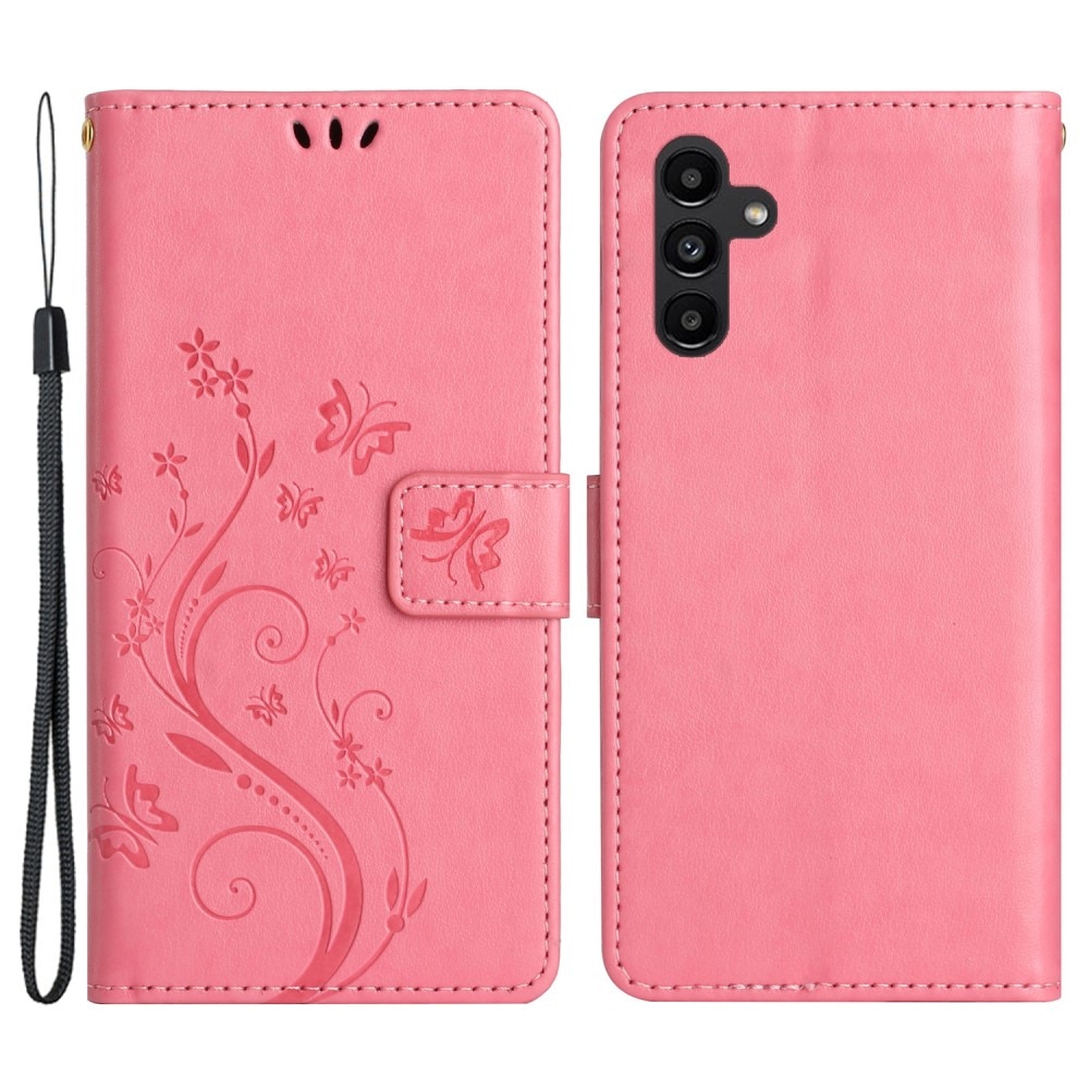 Lærveske Sommerfugler Samsung Galaxy A54 Rosa