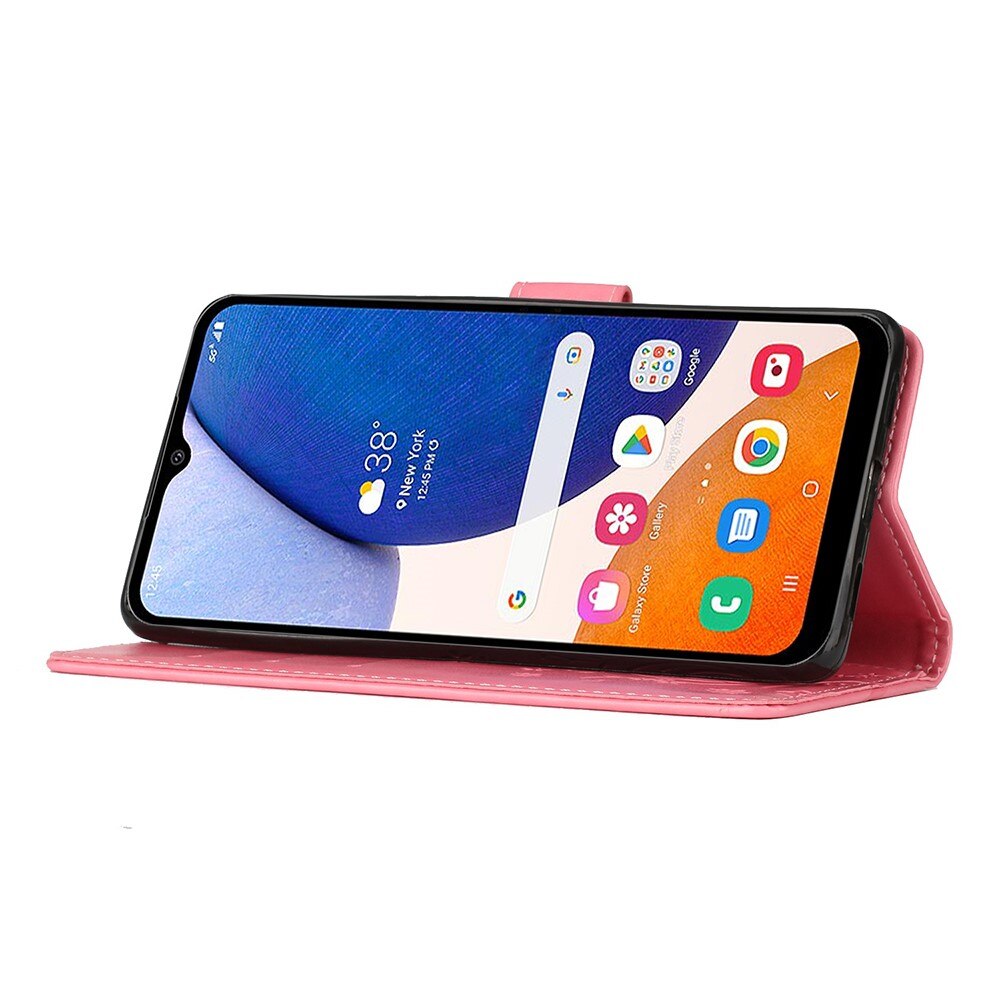 Lærveske Sommerfugler Samsung Galaxy A54 rosa