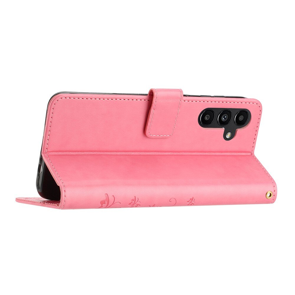 Lærveske Sommerfugler Samsung Galaxy A54 Rosa