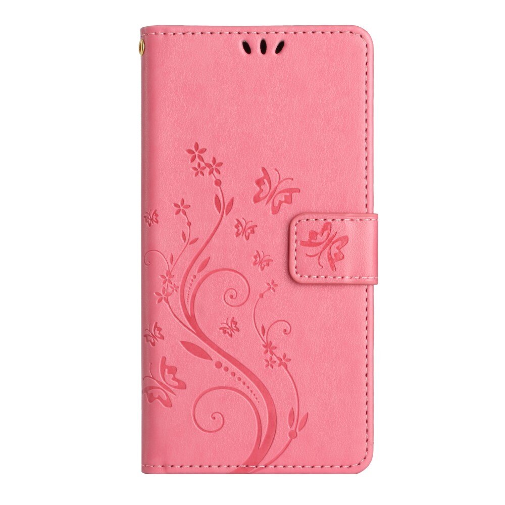 Lærveske Sommerfugler Samsung Galaxy A54 Rosa
