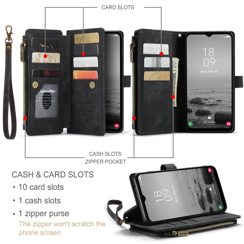 Zipper Wallet Samsung Galaxy A14 Svart