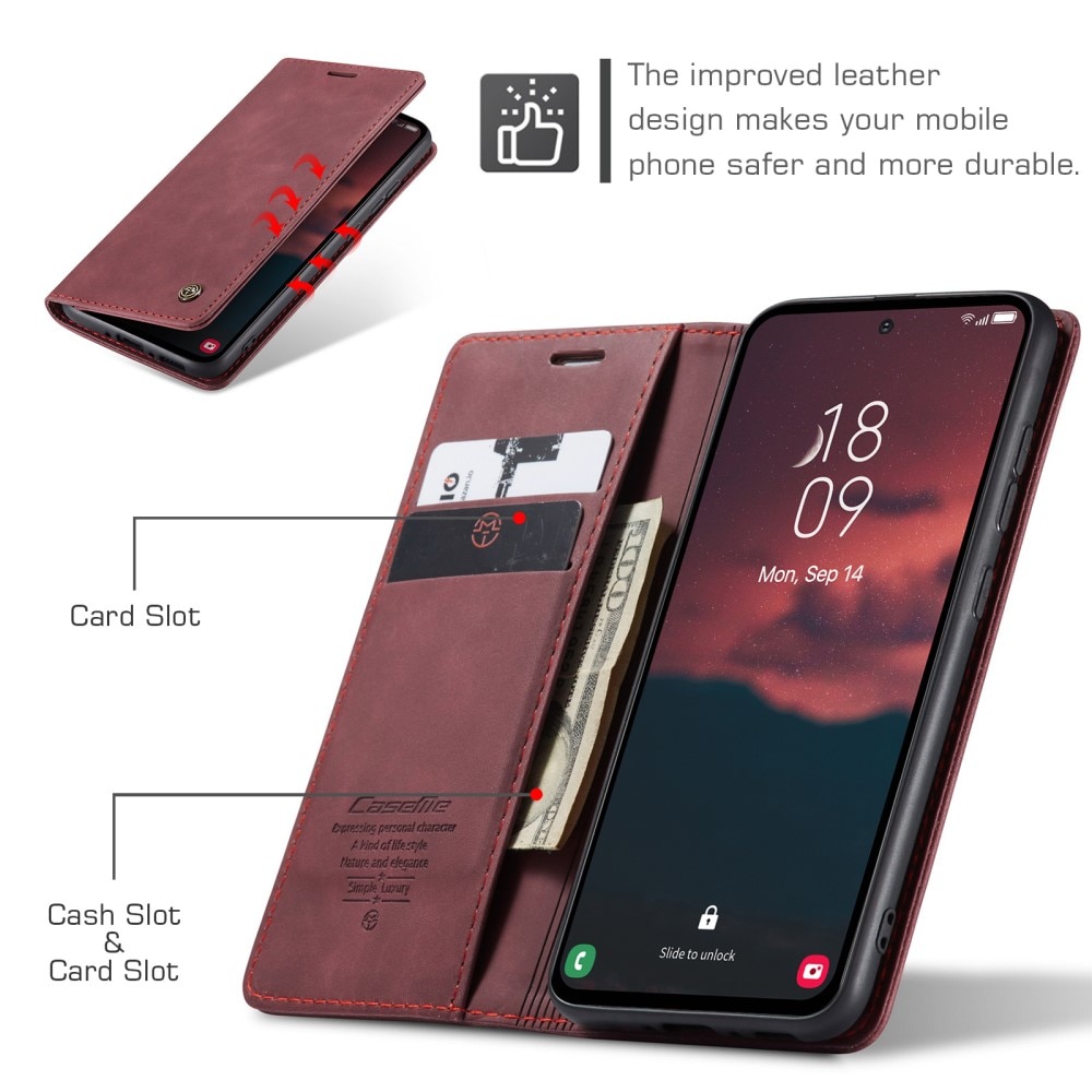 Slim Lommebokveske Samsung Galaxy A54 rød
