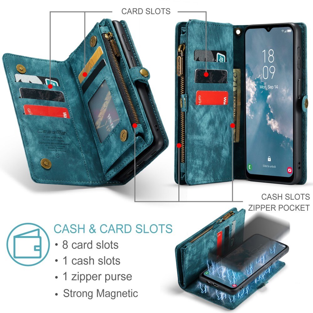 Multi-slot Lommeboksetui Samsung Galaxy A14 Blå