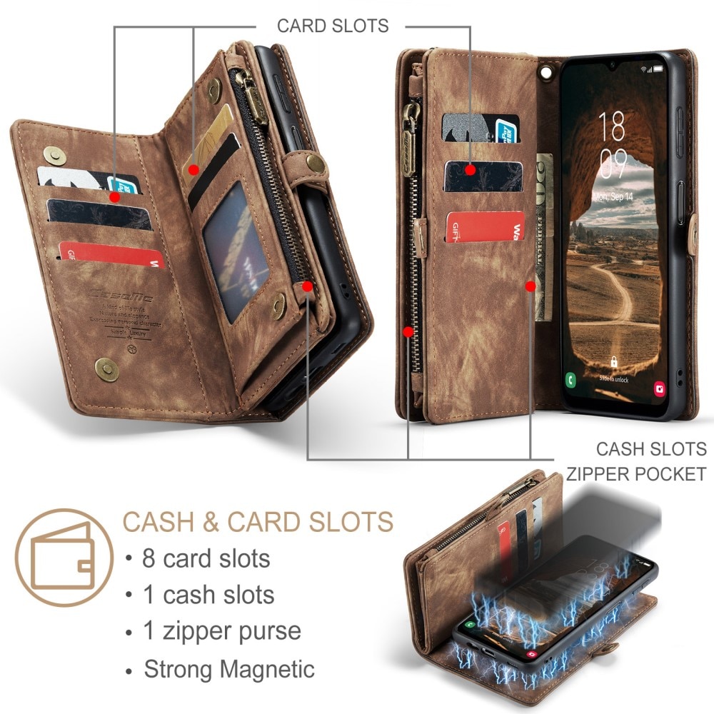 Multi-slot Lommeboksetui Samsung Galaxy A14 Brun