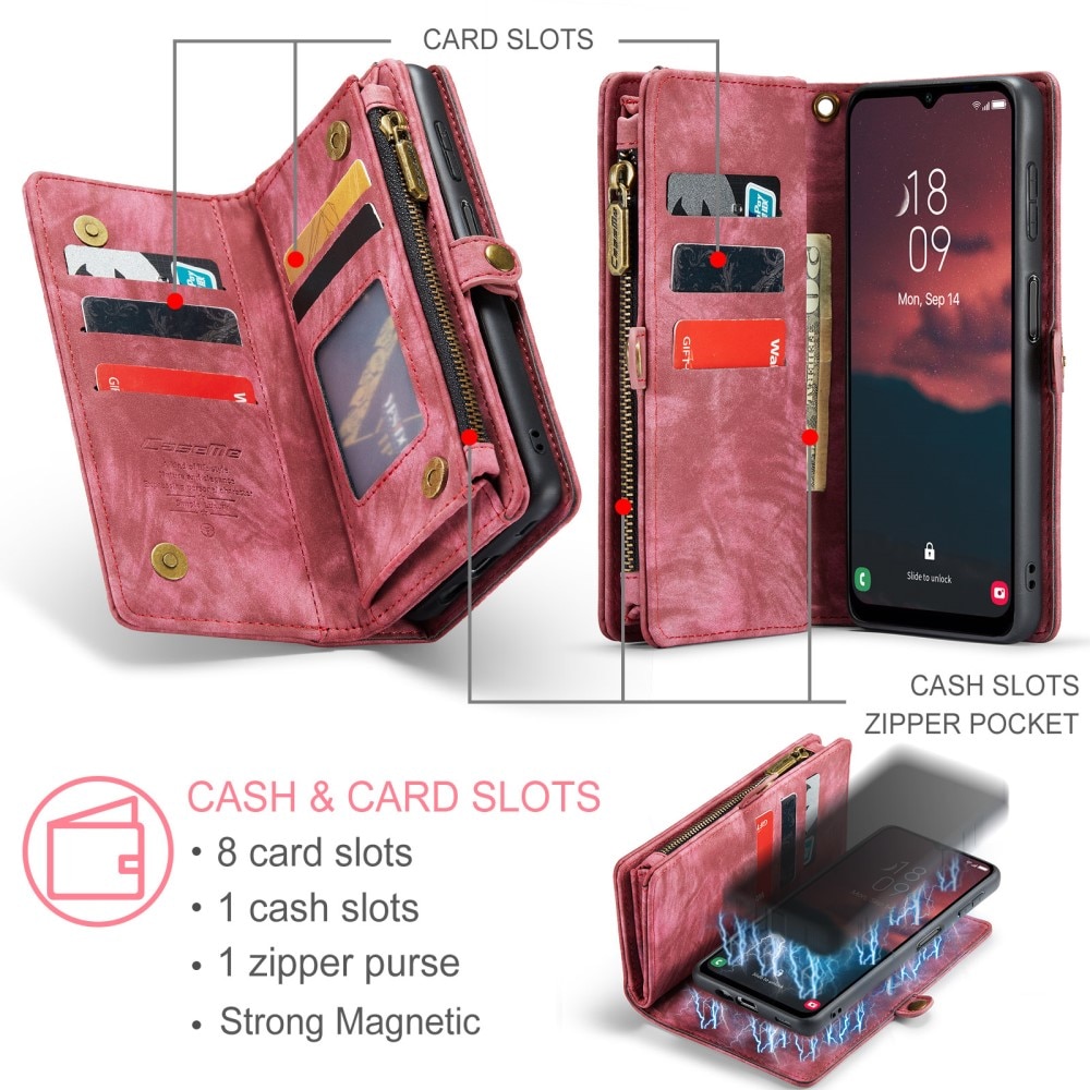 Multi-slot Lommeboksetui Samsung Galaxy A54 rød