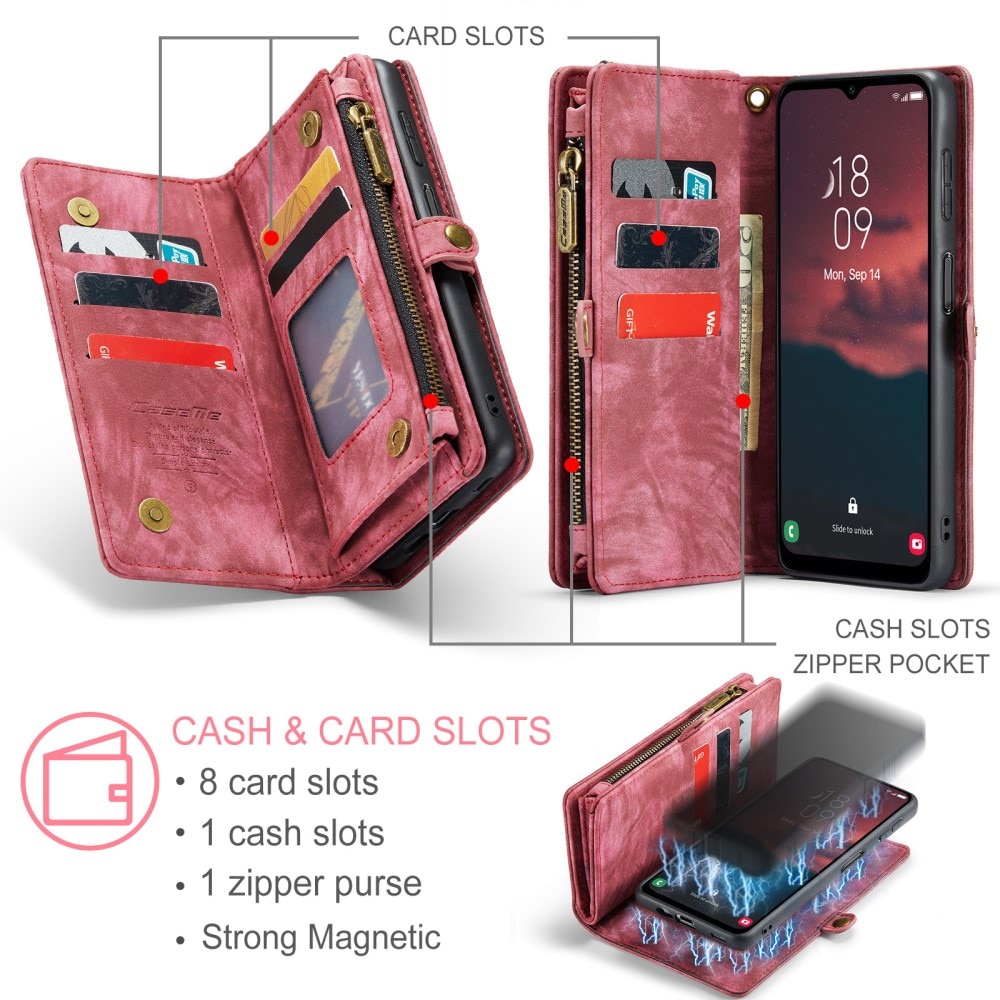 Multi-slot Lommeboksetui Samsung Galaxy A54 Rød