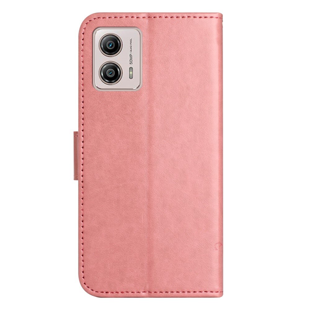 Lærveske Sommerfugler Motorola Moto G53 rosa