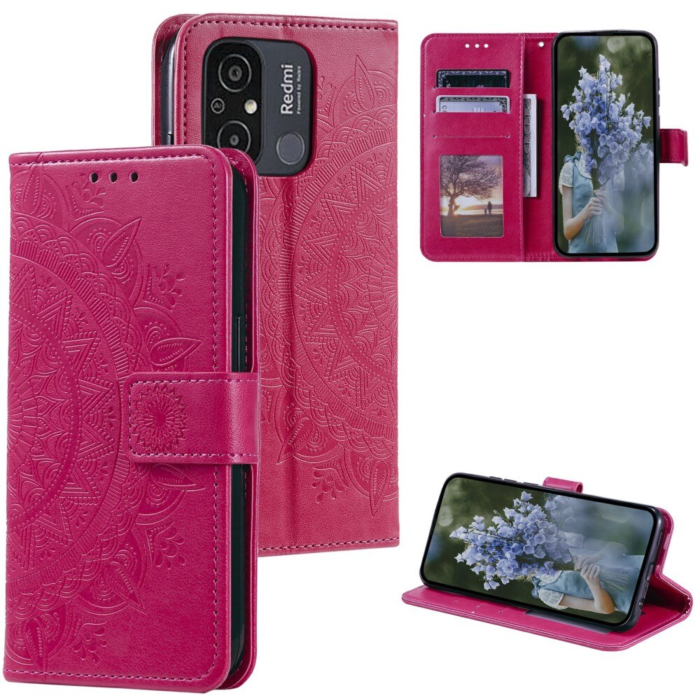 Lærveske Mandala Xiaomi Redmi 12C cerise