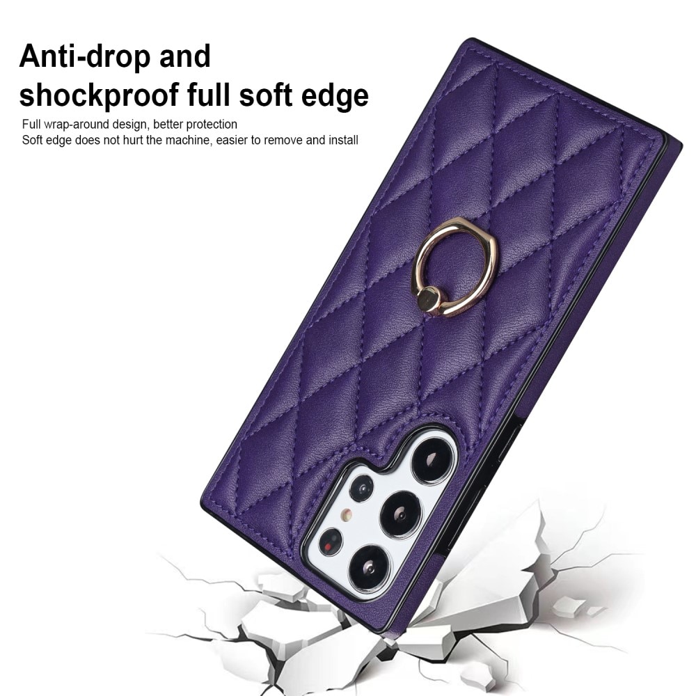 Deksel Finger Ring Samsung Galaxy S23 Ultra Quilted lilla