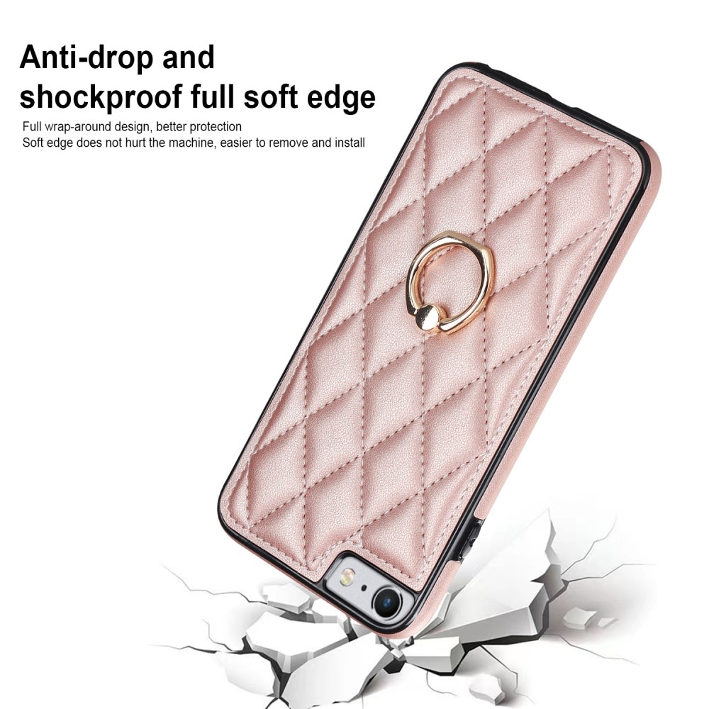 Deksel Finger Ring iPhone SE (2022) Quilted rosegull