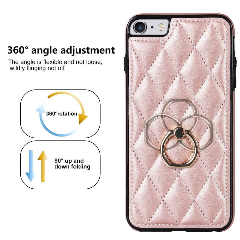 Deksel Finger Ring iPhone SE (2022) Quilted rosegull