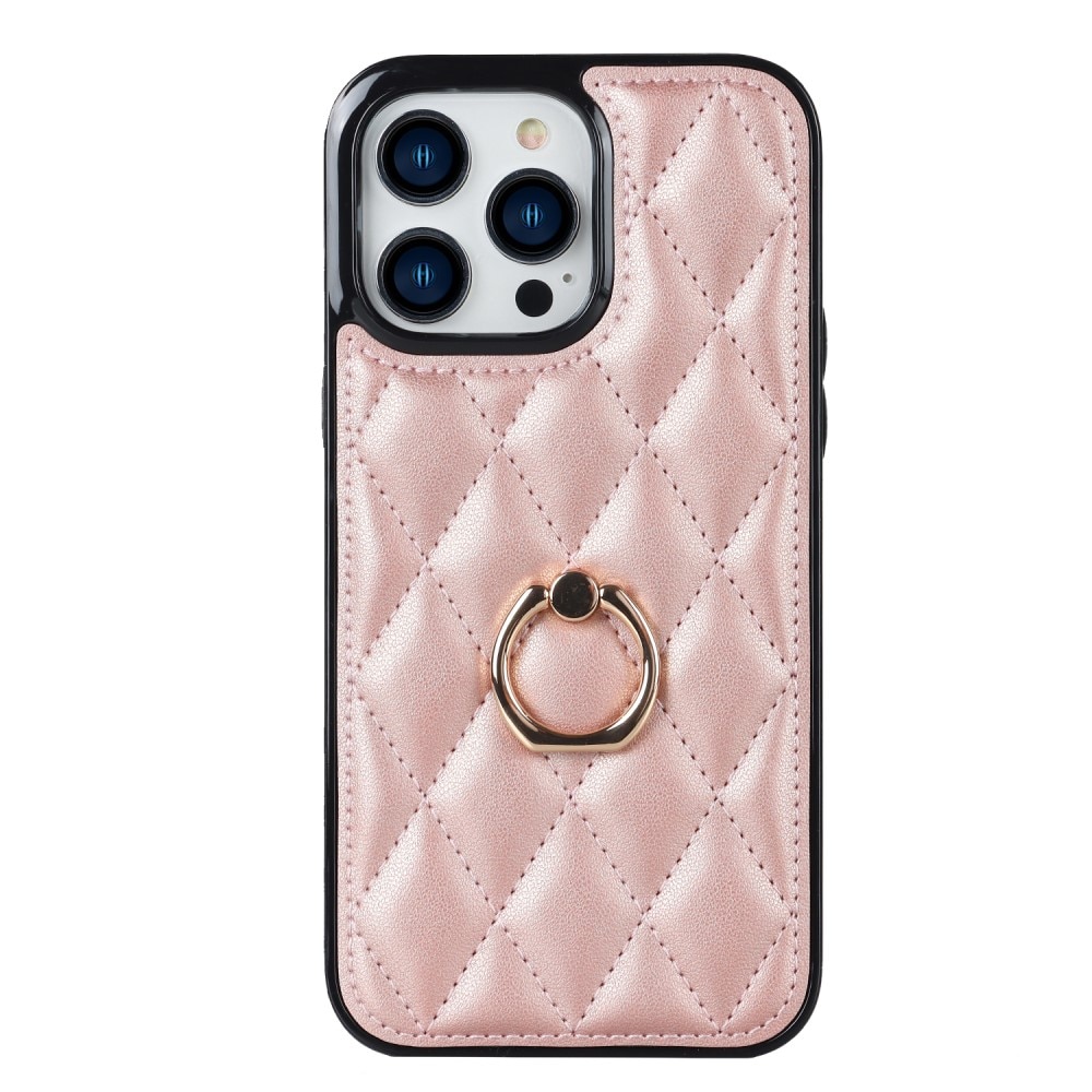 Deksel Finger Ring iPhone 14 Pro Quilted rosegull