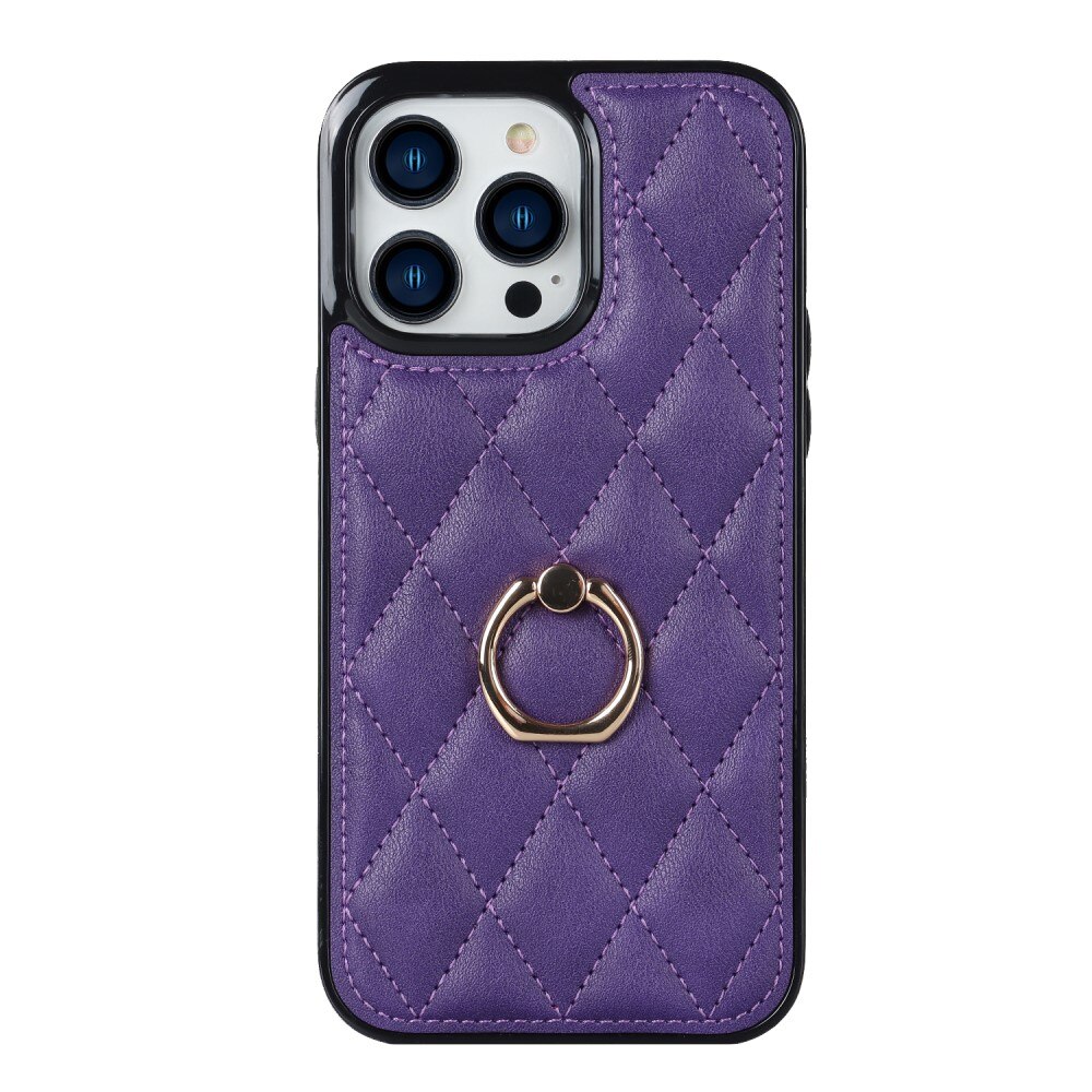 Deksel Finger Ring iPhone 14 Pro Quilted lilla