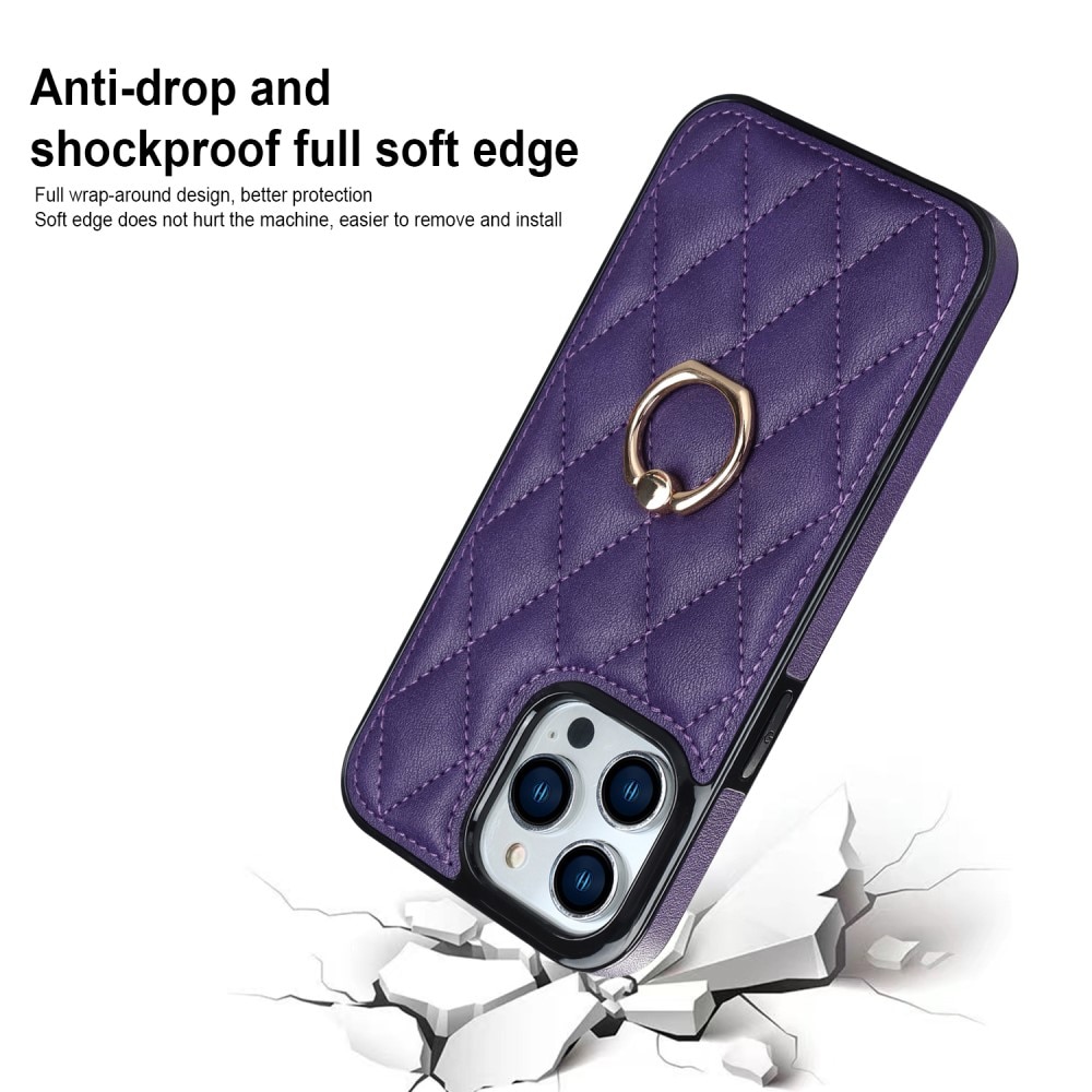 Deksel Finger Ring iPhone 14 Pro Quilted lilla