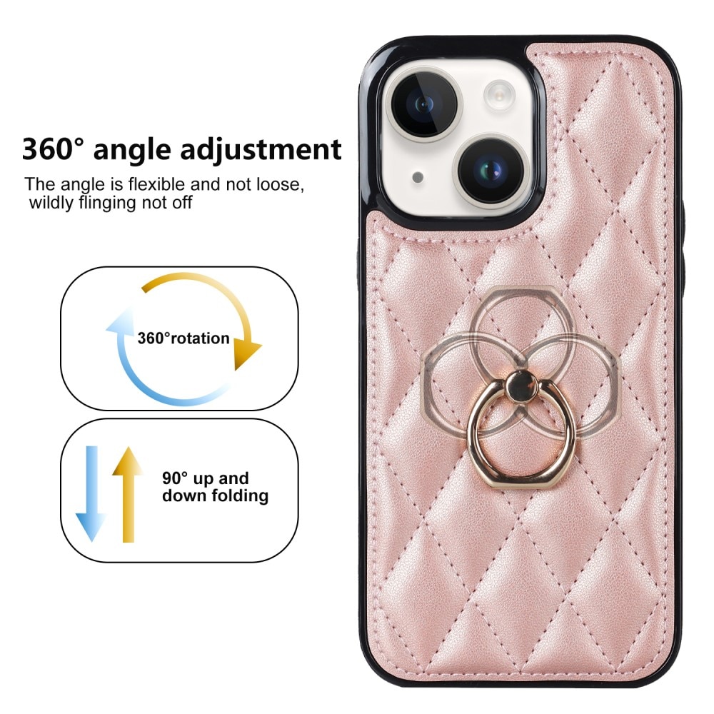 Deksel Finger Ring iPhone 14 Quilted rosegull