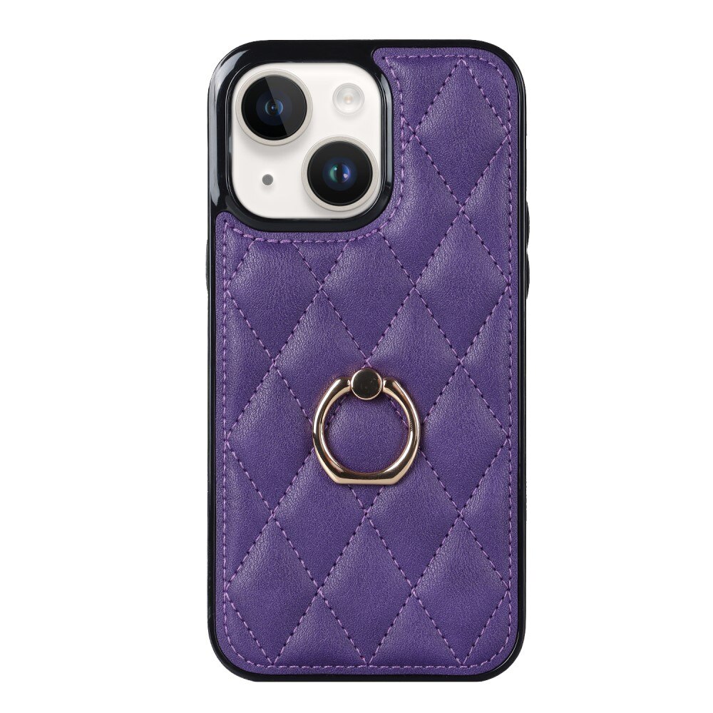 Deksel Finger Ring iPhone 14 Quilted lilla