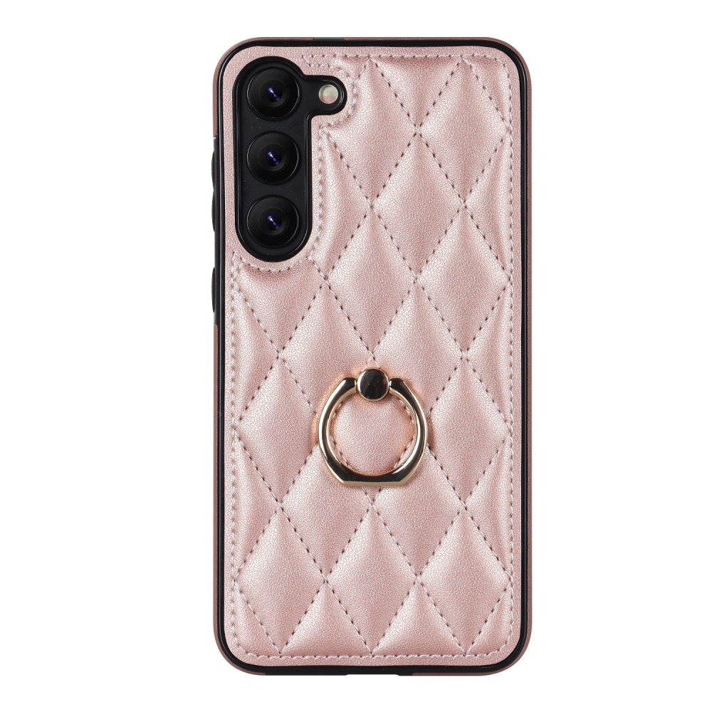 Deksel Finger Ring Samsung Galaxy S23 Quilted rosegull