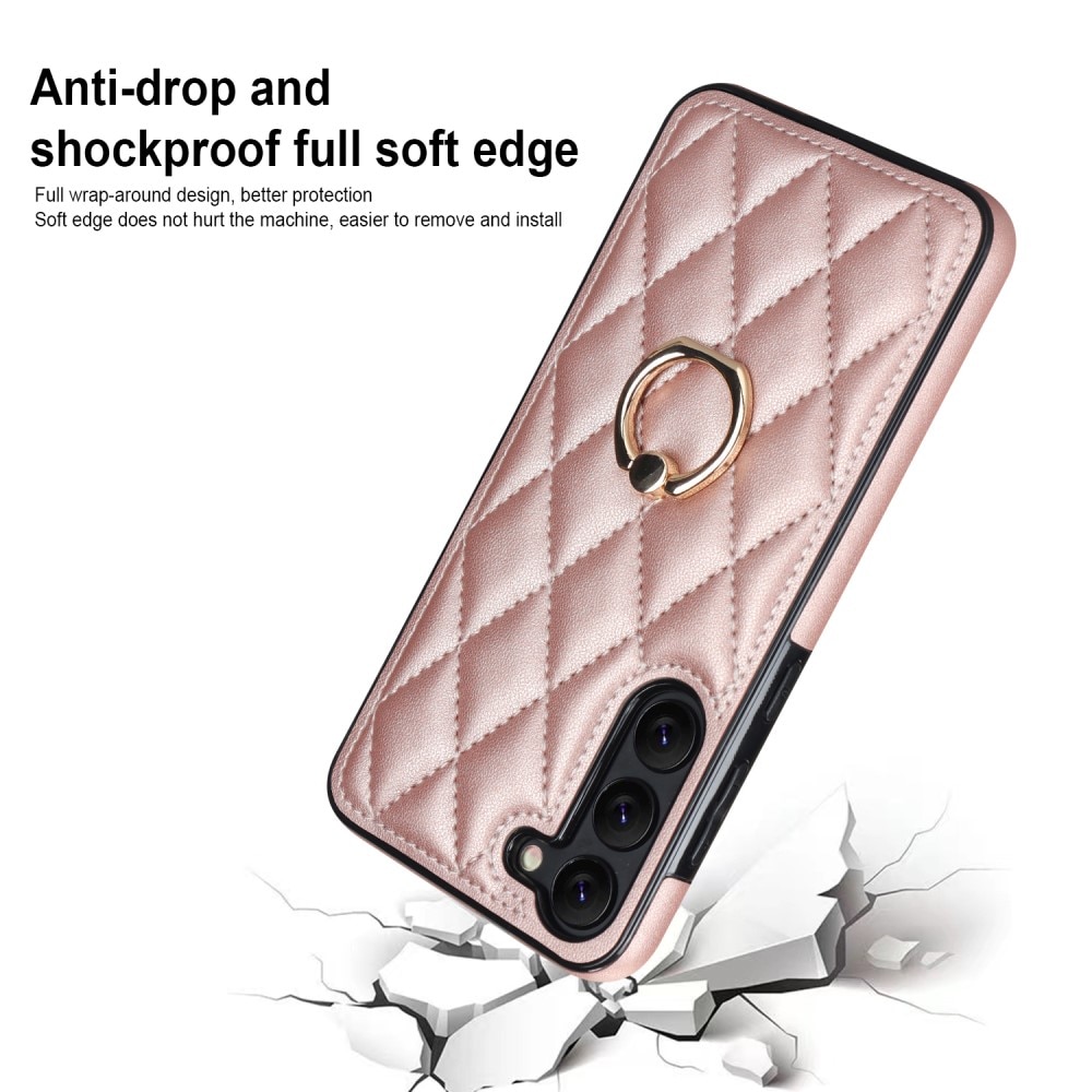 Deksel Finger Ring Samsung Galaxy S23 Quilted rosegull