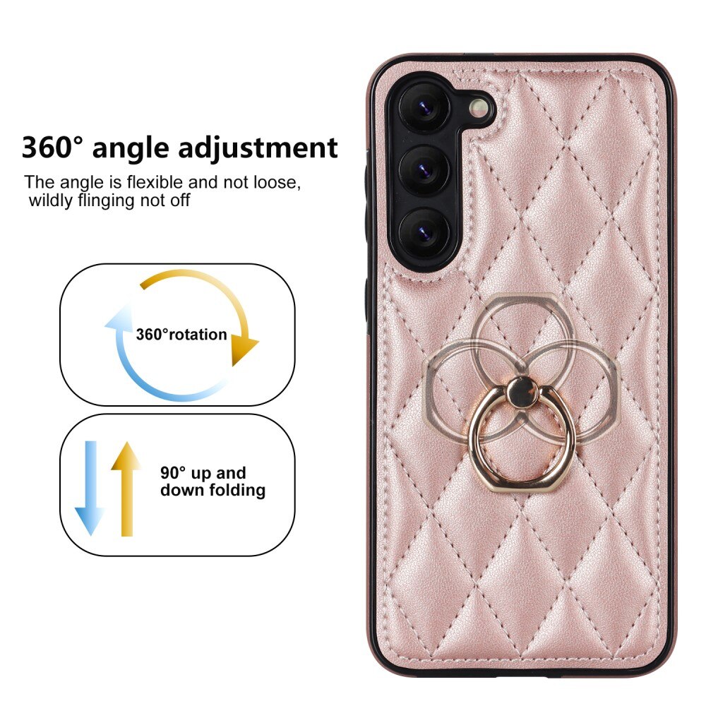 Deksel Finger Ring Samsung Galaxy S23 Quilted rosegull