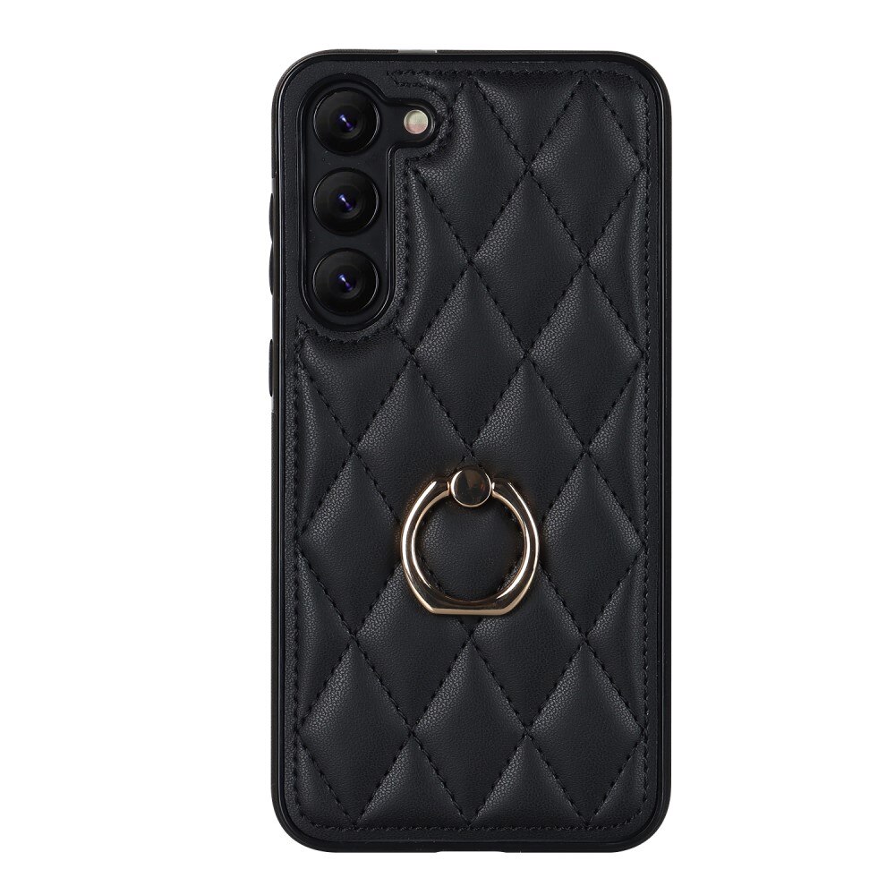 Deksel Finger Ring Samsung Galaxy S23 Quilted svart