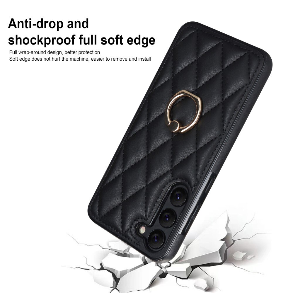 Deksel Finger Ring Samsung Galaxy S23 Quilted svart