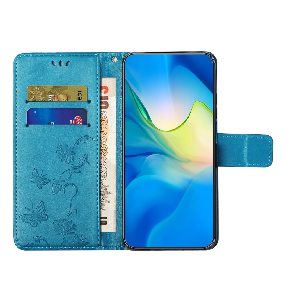 Lærveske Sommerfugler Samsung Galaxy A24 blå
