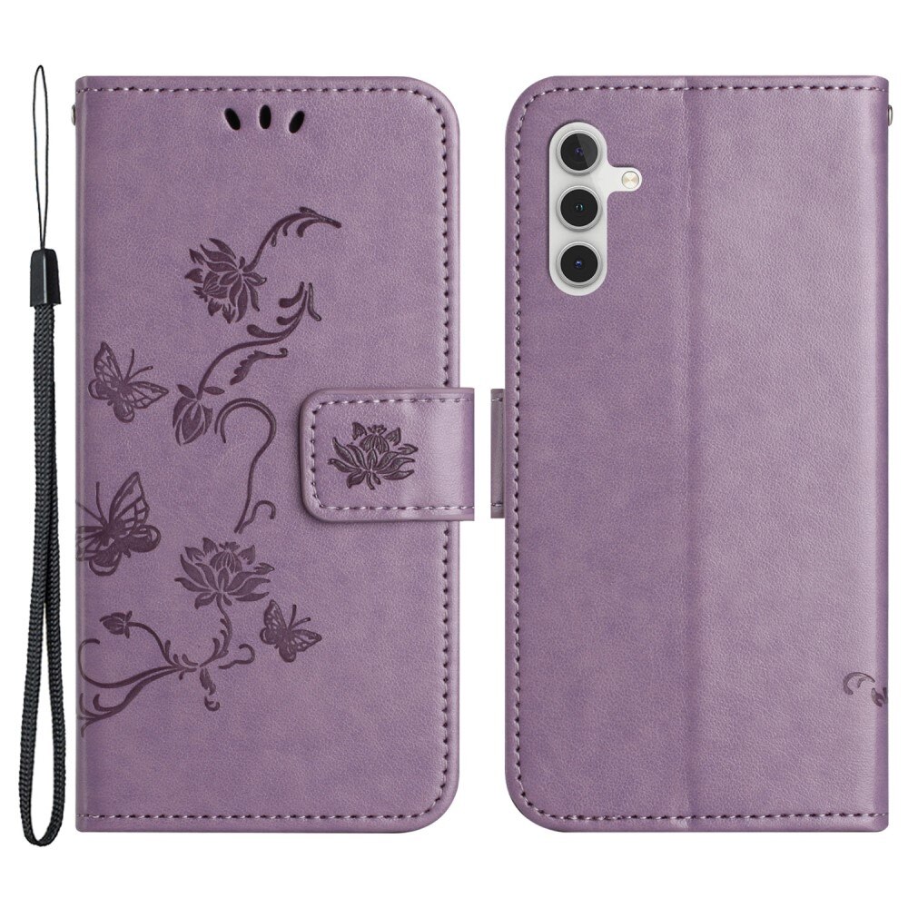 Lærveske Sommerfugler Samsung Galaxy A24 Lilla