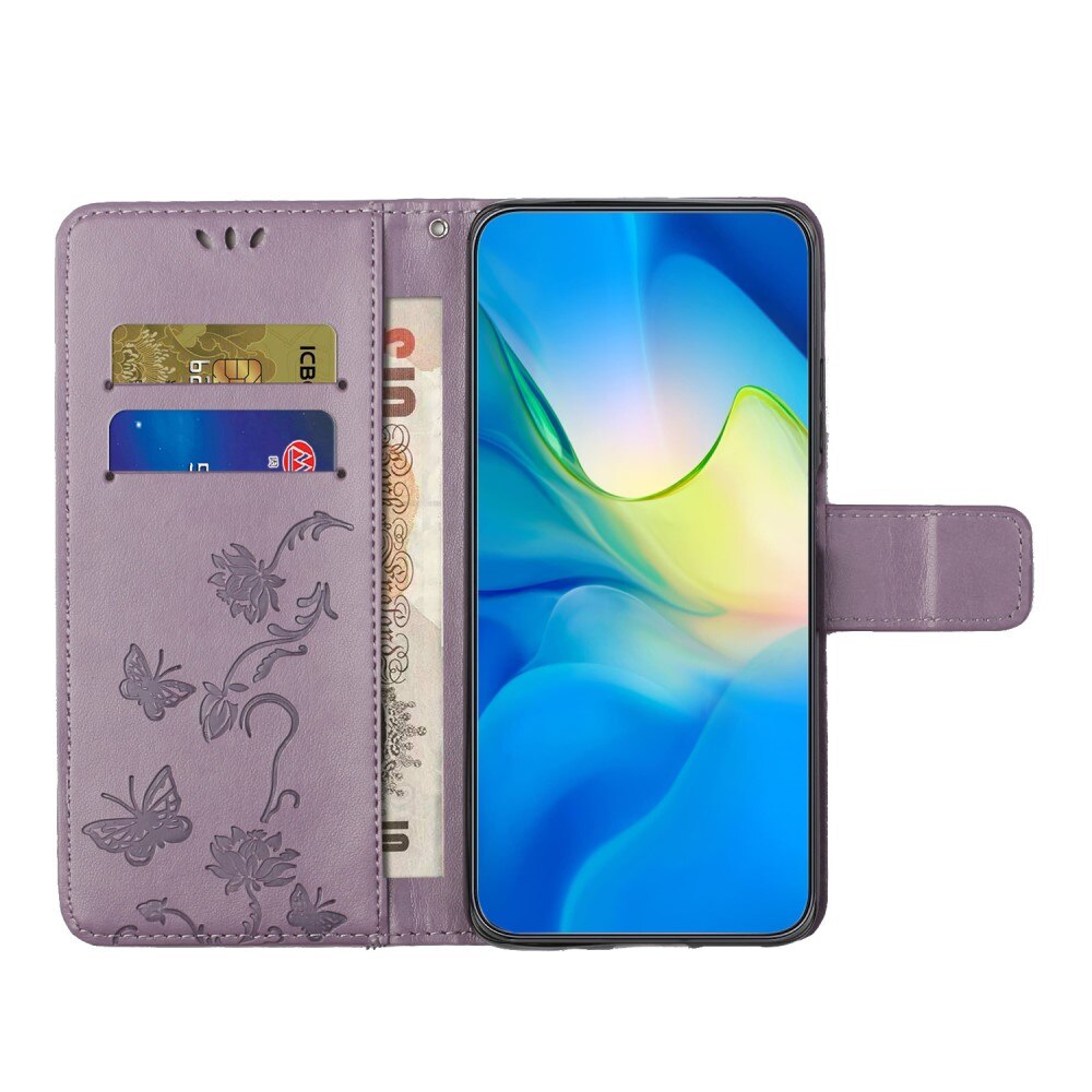 Lærveske Sommerfugler Samsung Galaxy A24 Lilla