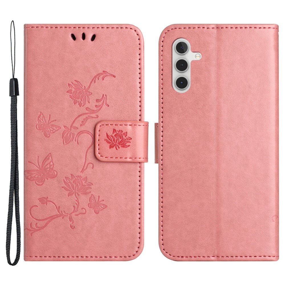 Lærveske Sommerfugler Samsung Galaxy A24 Rosa