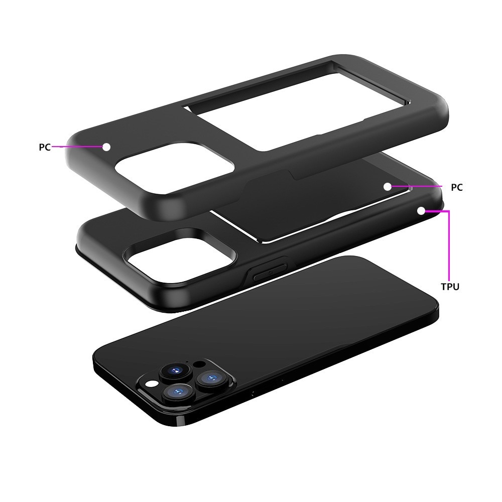 Hybriddeksel Kortholder iPhone 14 Pro svart