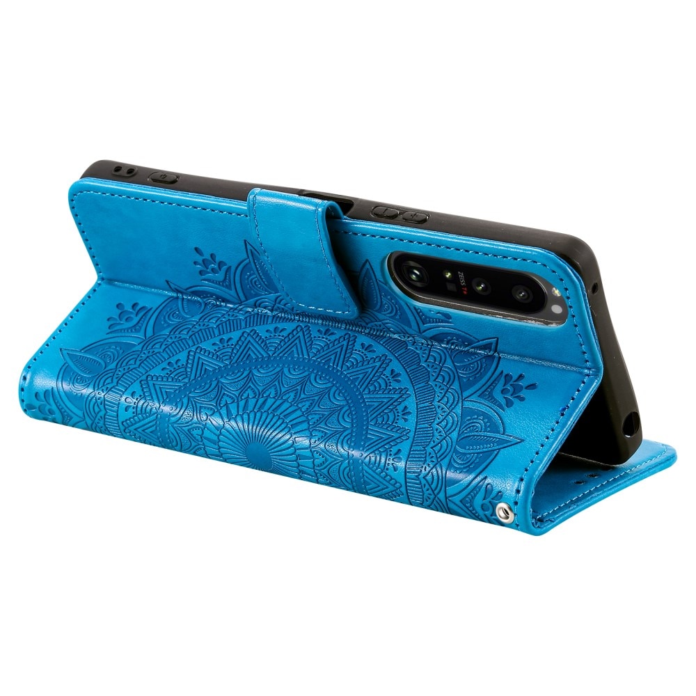 Lærveske Mandala Sony Xperia 1 V blå