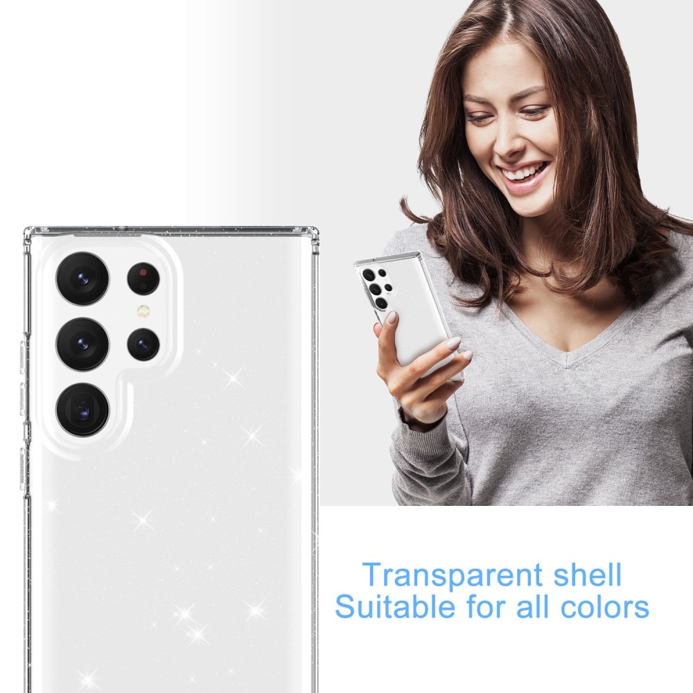 TPU Deksel Glitter Samsung Galaxy S23 Ultra gjennomsiktig