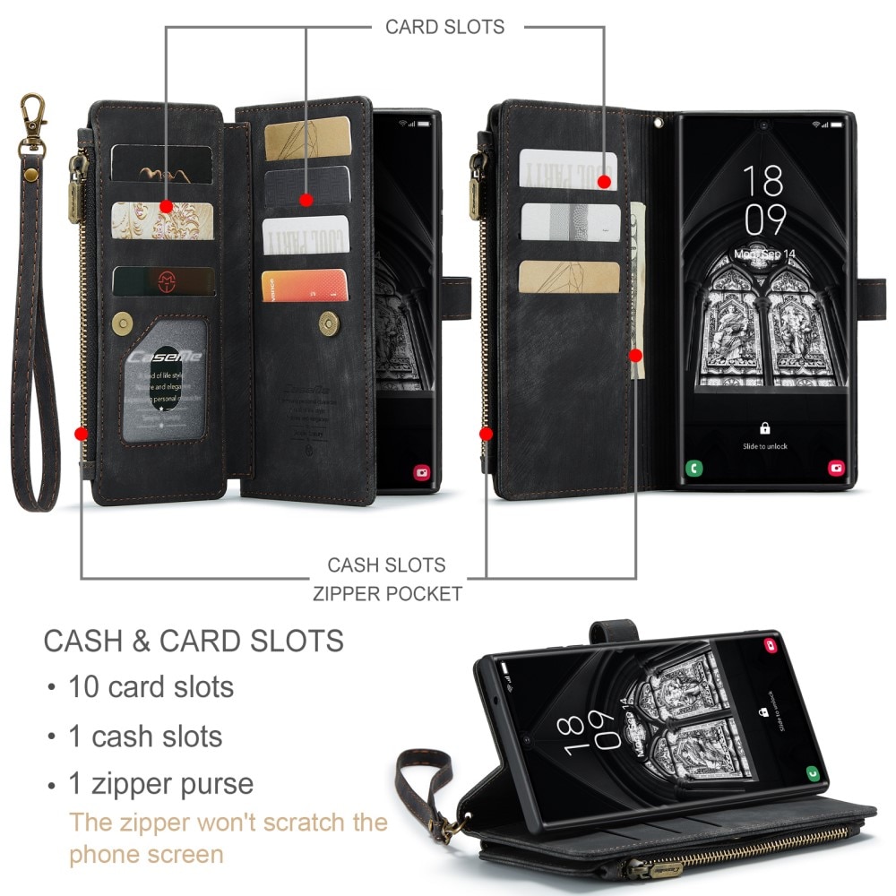 Zipper Wallet Samsung Galaxy S23 Ultra svart