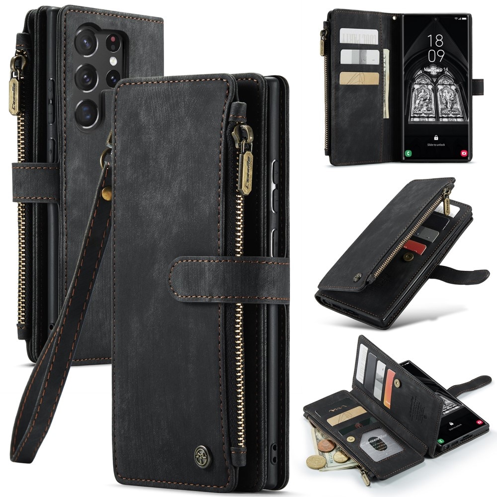 Zipper Wallet Samsung Galaxy S23 Ultra svart