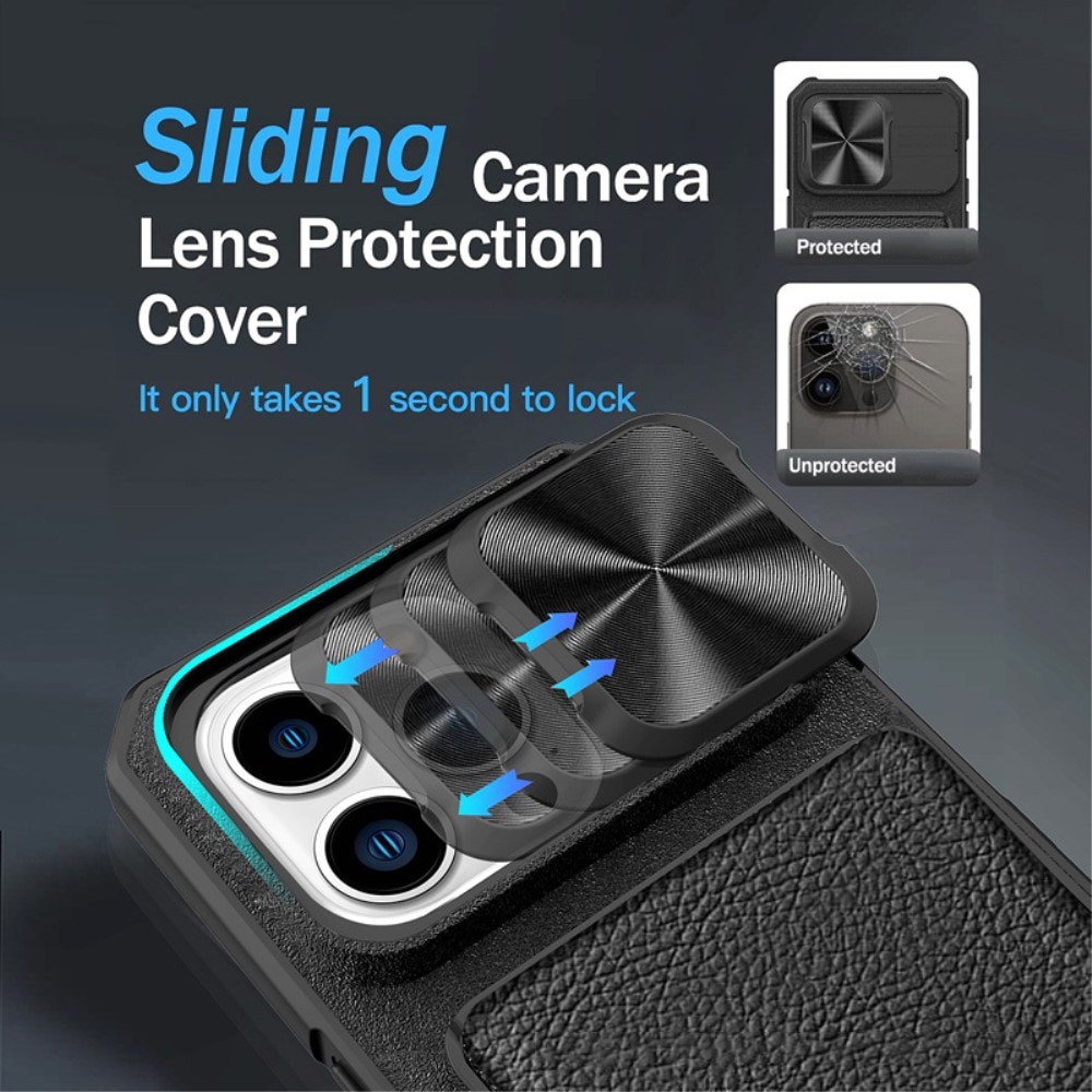 Hybriddeksel Kamerabeskyttelse+Kortholder iPhone 14 Pro Max svart