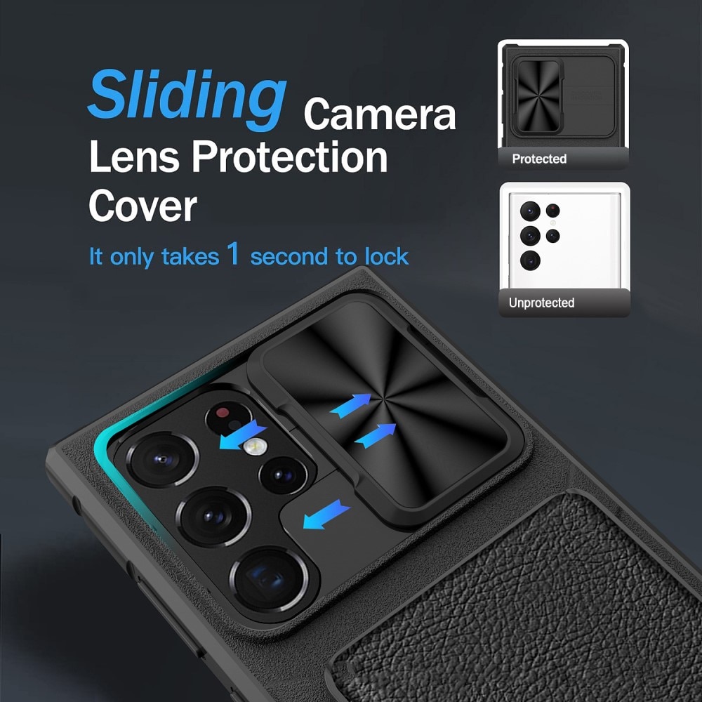 Hybriddeksel Kamerabeskyttelse+Kortholder Samsung Galaxy S23 Ultra svart