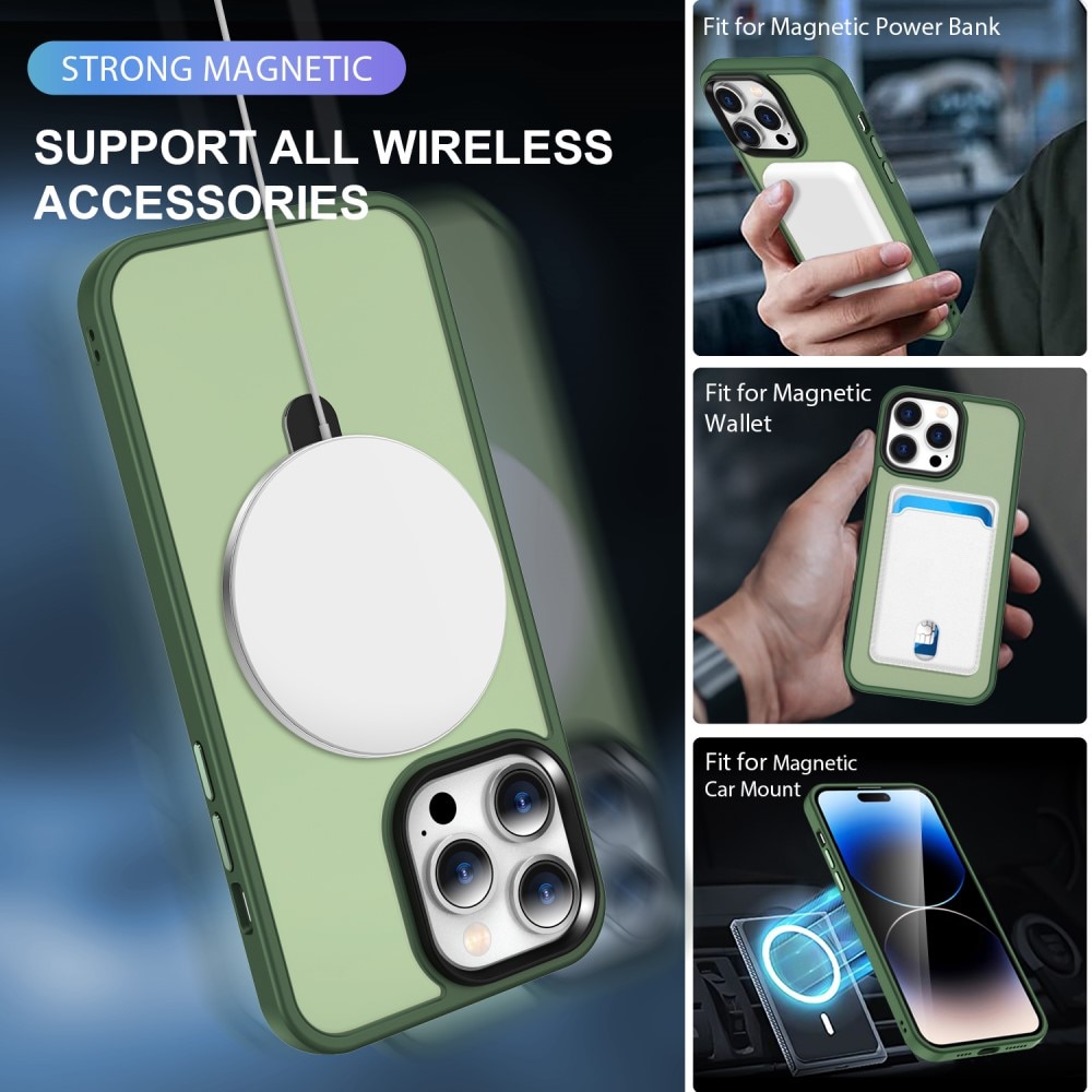 Hybriddeksel MagSafe Ring iPhone 14 Pro Max grønn