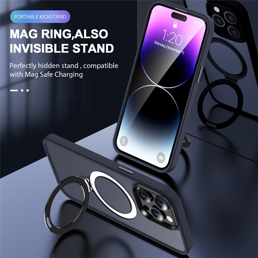 Hybriddeksel Magnetic Ring iPhone 15 Pro Max Blå