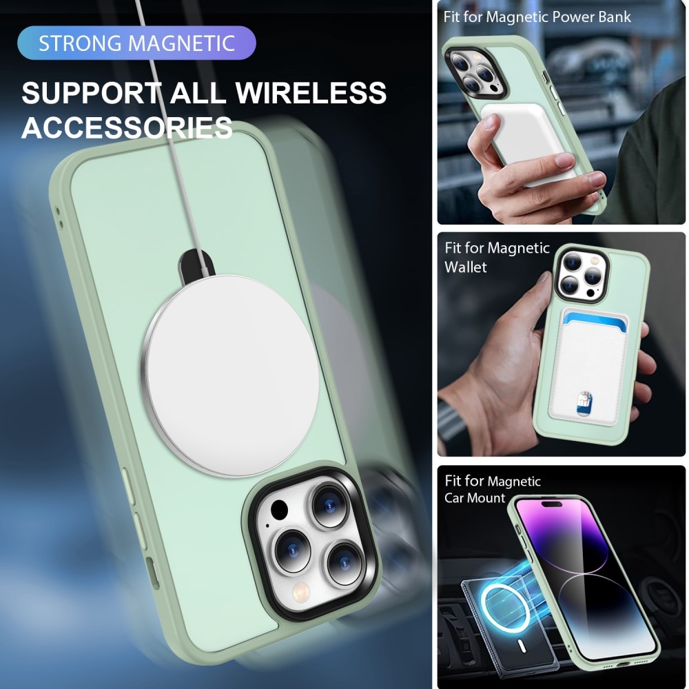 Hybriddeksel MagSafe Ring iPhone 15 Pro lysegrønn