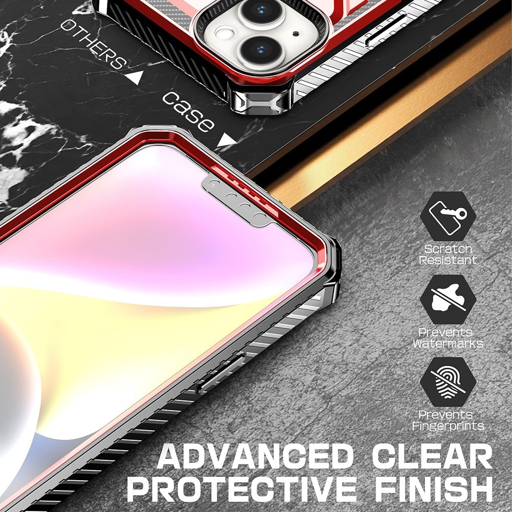 Hybriddeksel Tech MagSafe Ring iPhone 14 rød
