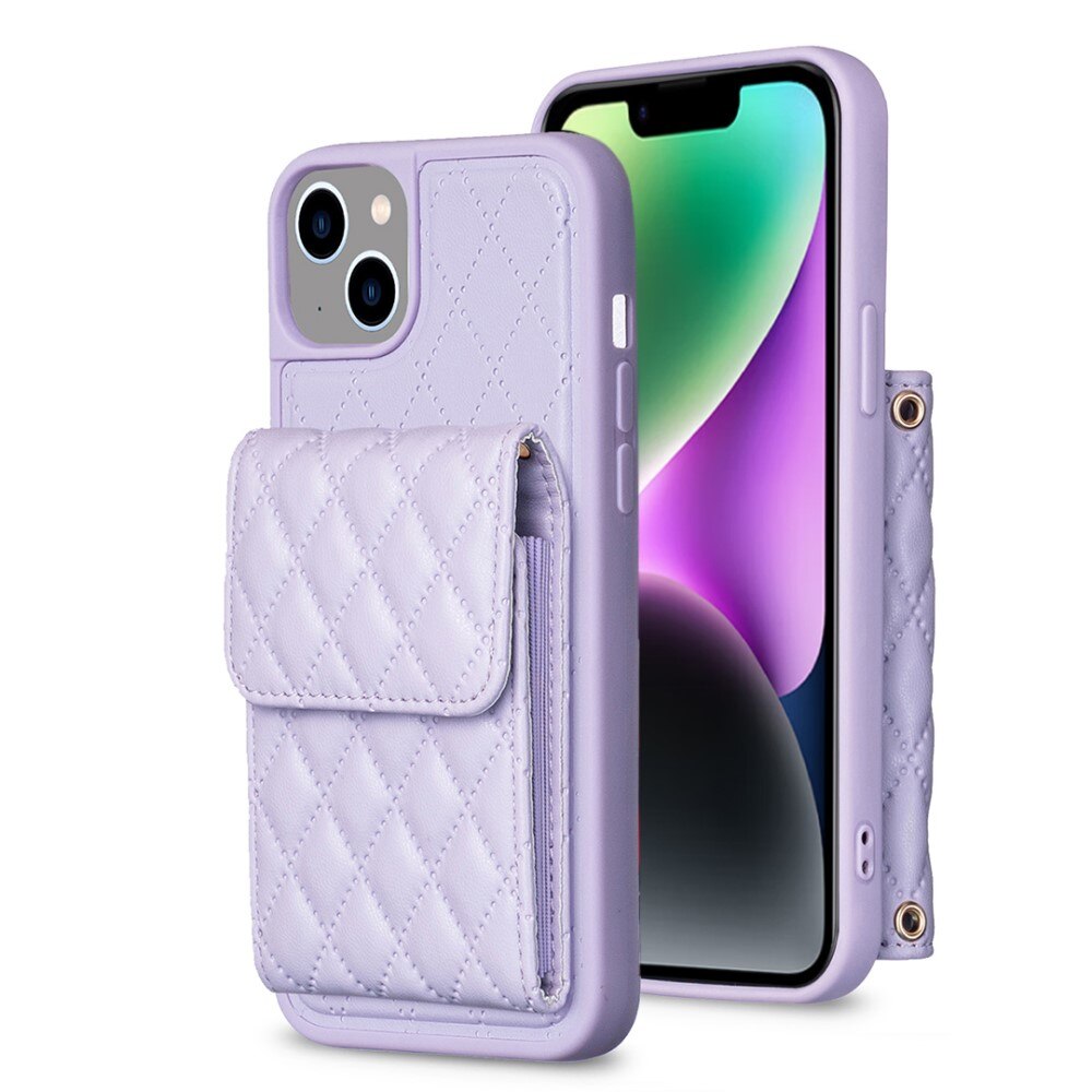 Lommebokdeksel Quilted iPhone 14 lilla