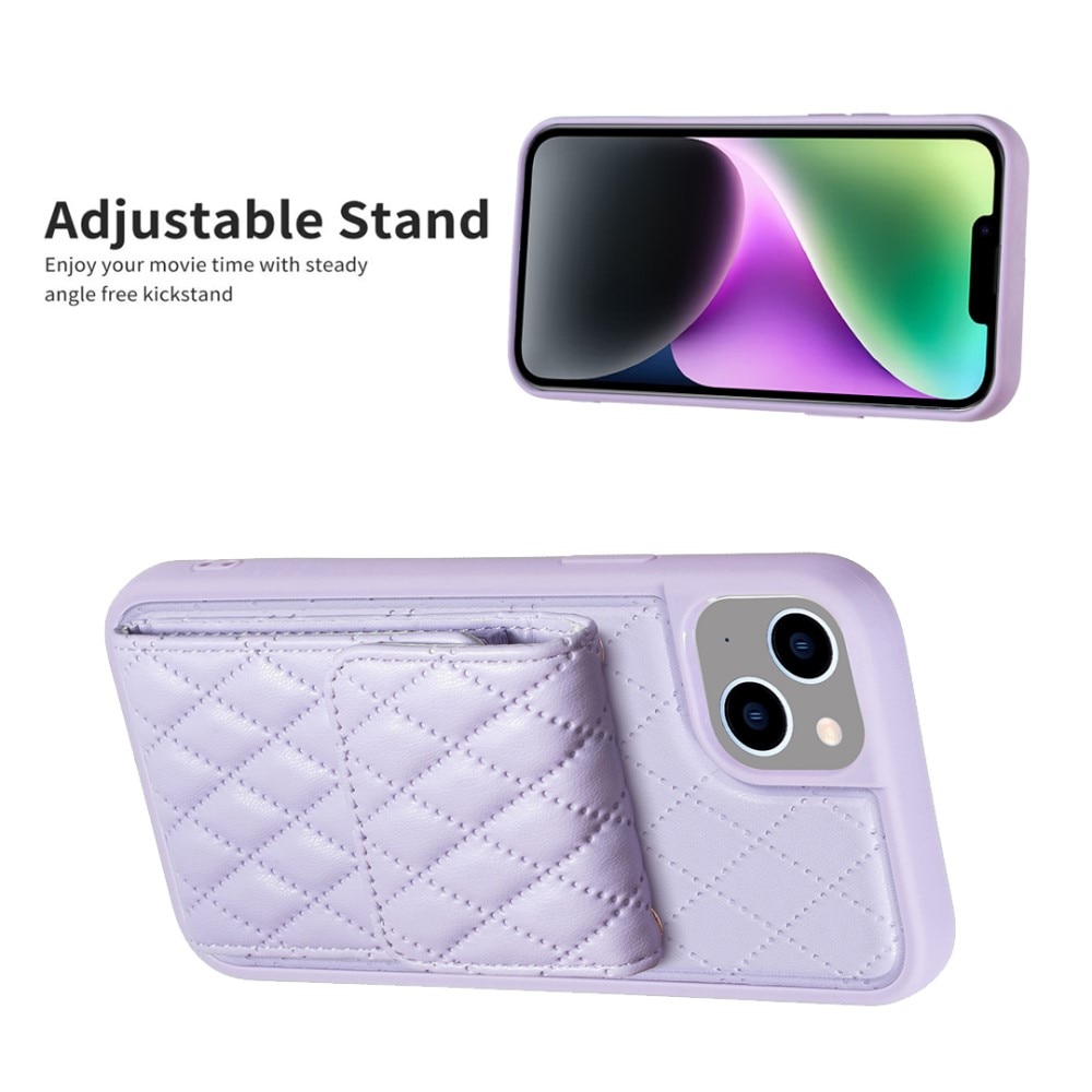 Lommebokdeksel Quilted iPhone 14 lilla