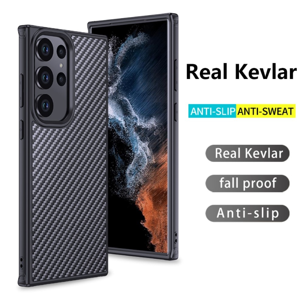 Hybriddeksel Kevlar MagSafe Samsung Galaxy S23 Ultra karbonfiber