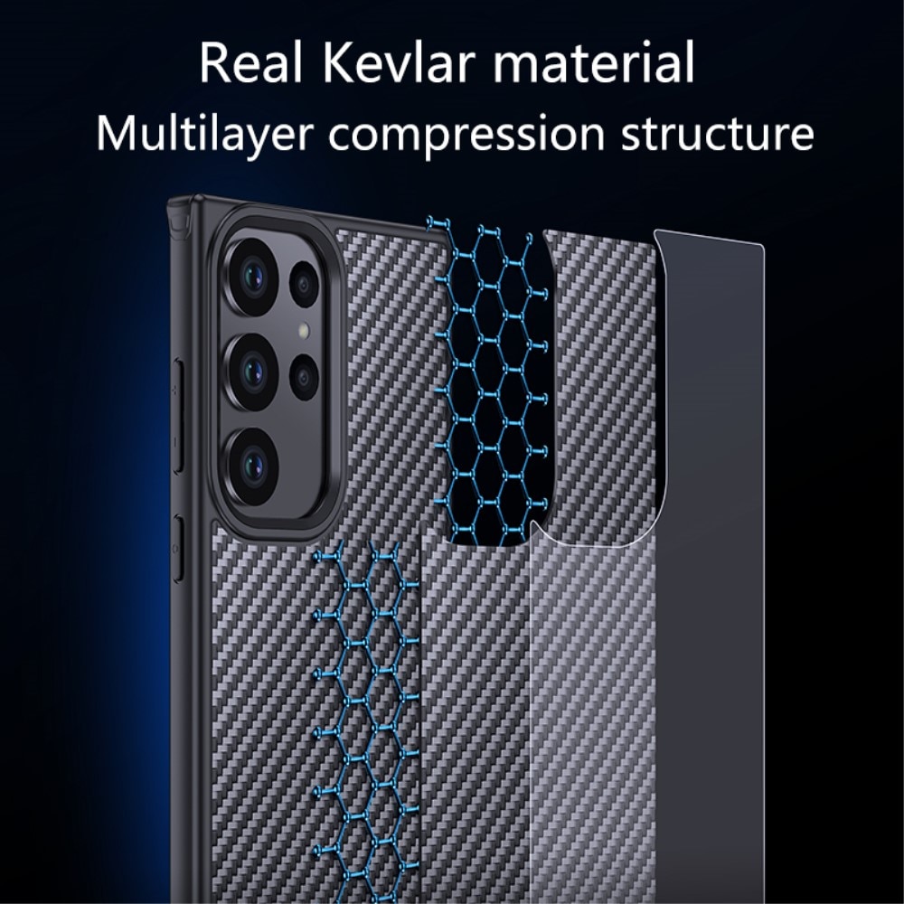 Hybriddeksel Kevlar MagSafe Samsung Galaxy S23 Ultra karbonfiber