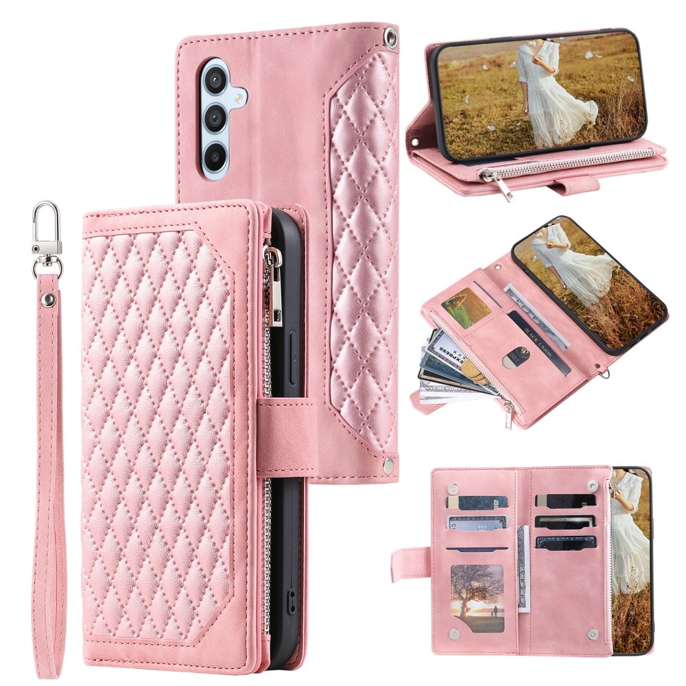 Lommebokveske Samsung Galaxy A14 Quilted rosa